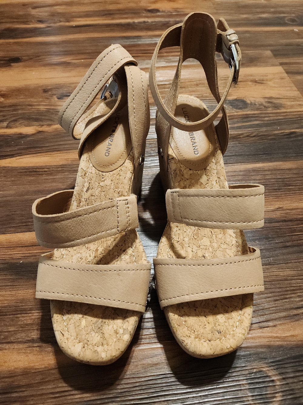 Lucky Brand Wedge Ankle-Strap Sandals - Size 8.5
